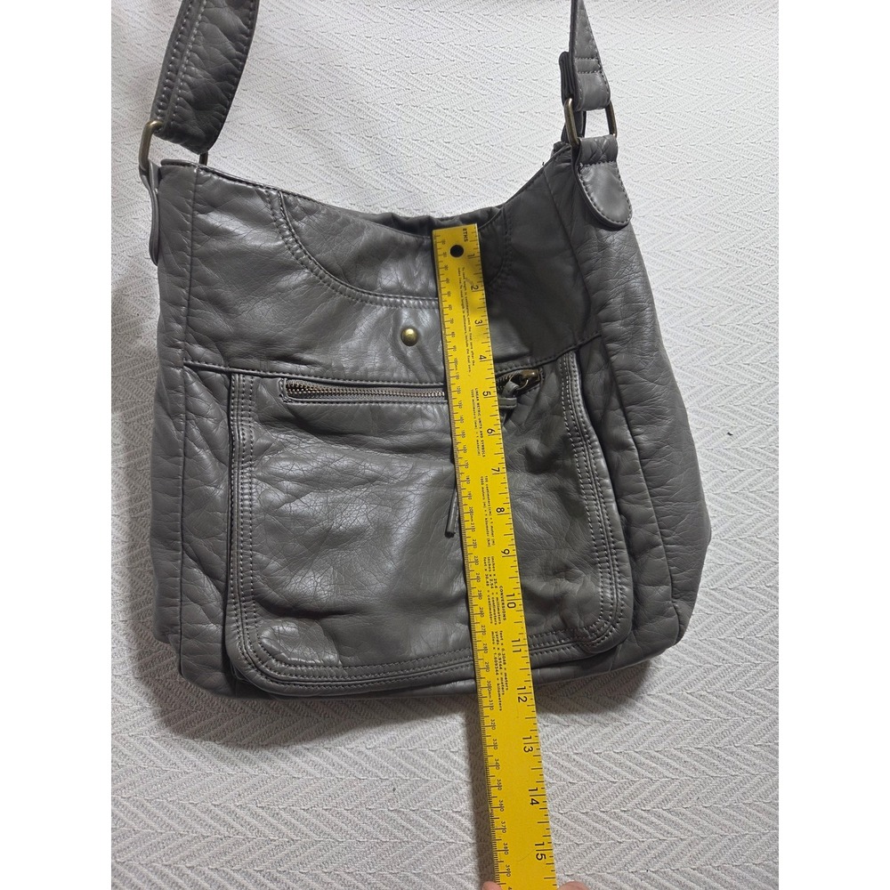 Scarleton Gray Vegan Leather Crossbody Shoulder Bag Multi Pocket Purse